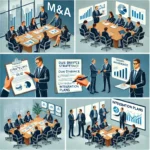 M&Aアドバイザーが企業の経営陣と会議を行い、戦略を練るシーン